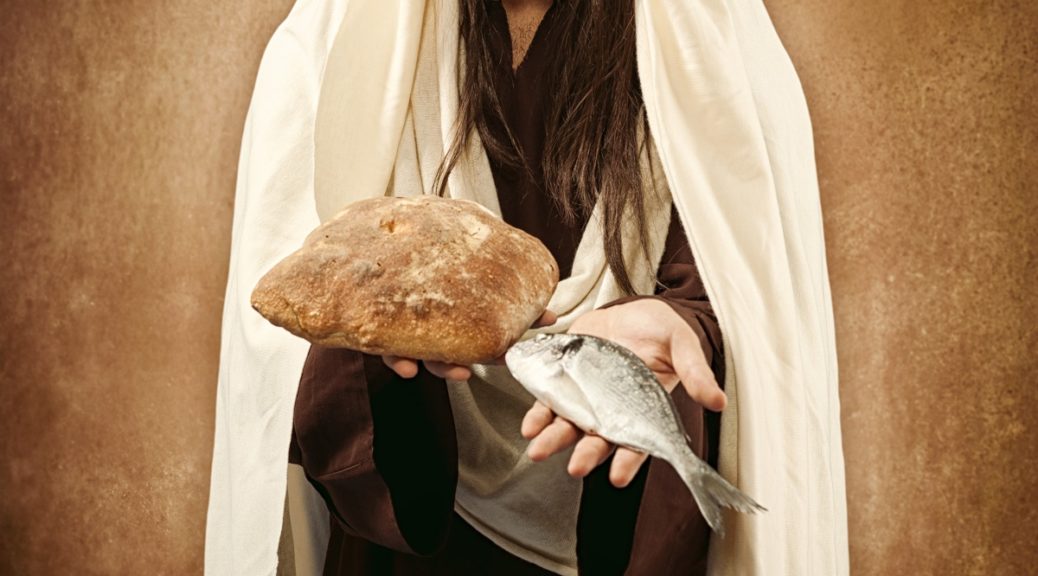 Jesus gives bread and fish